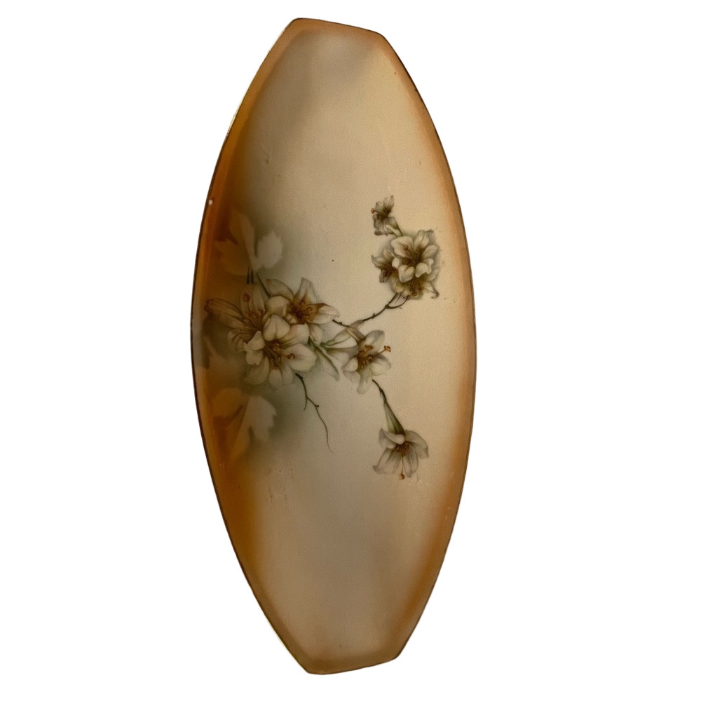 Three Crown China Germany Dogwood Flowers Oval Cream Dish Plate Server Glass - Picture 3 of 7